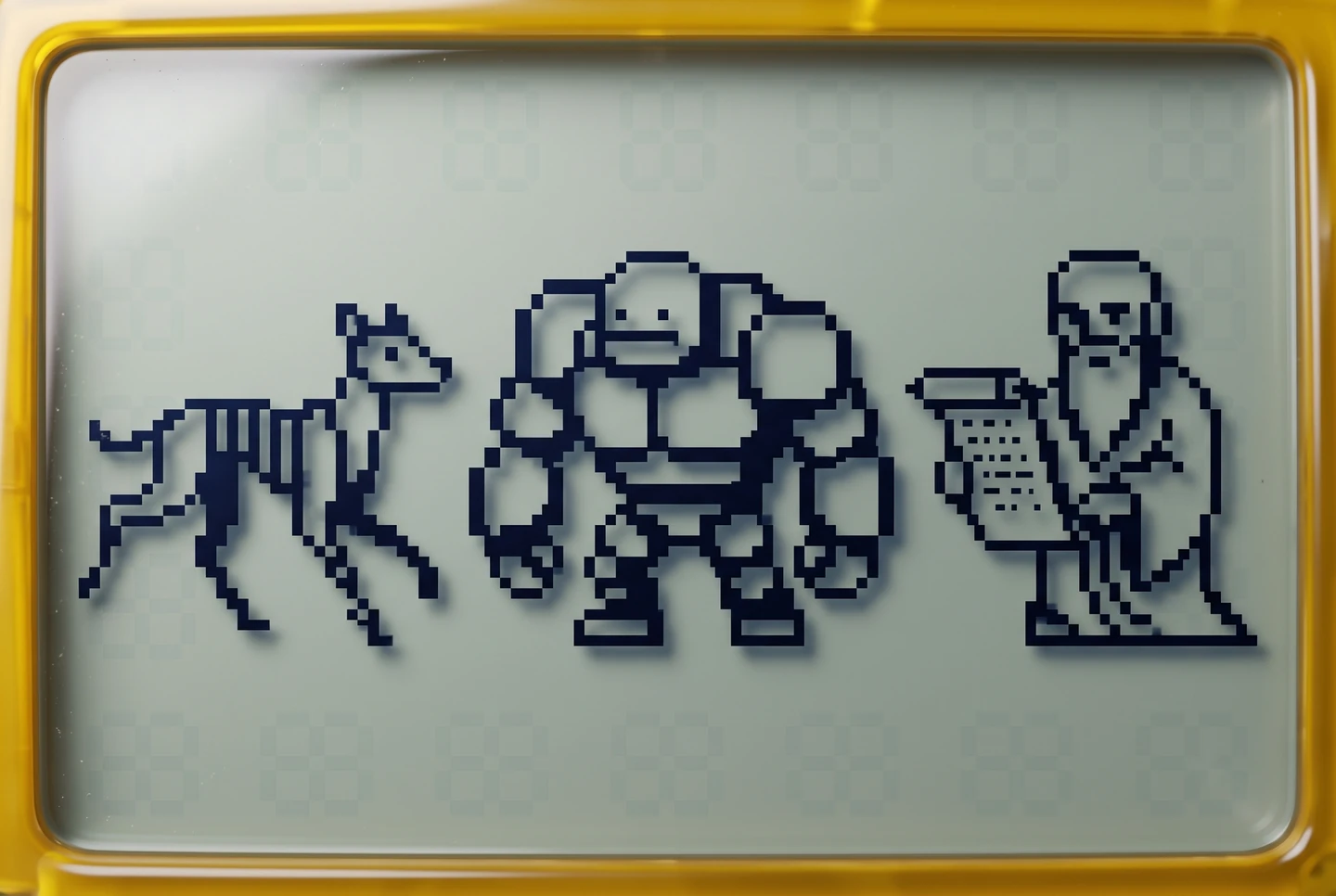 Three partner chains drawn as pixel creatures